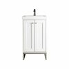 James Martin Vanities Chianti 20in Single Vanity, Glossy White, Brushed Nickel, w/ White Glossy Composite Stone Top E303V20GWBNKWG